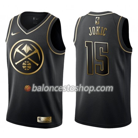 Camiseta Hombre NBA Denver Nuggets Nikola Jokic 15 Nike Negro Golden Edition Swingman